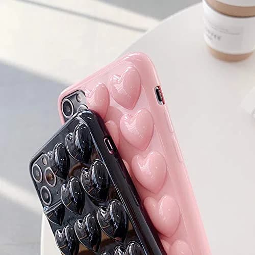 Guppy Compatible with iPhone 12 6.1 inch Pink | Cute 3D Heart Case with Silicone Rubber Slim Bumper thumbnail 4
