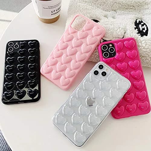 Guppy Compatible with iPhone 12 6.1 inch Pink | Cute 3D Heart Case with Silicone Rubber Slim Bumper thumbnail 6