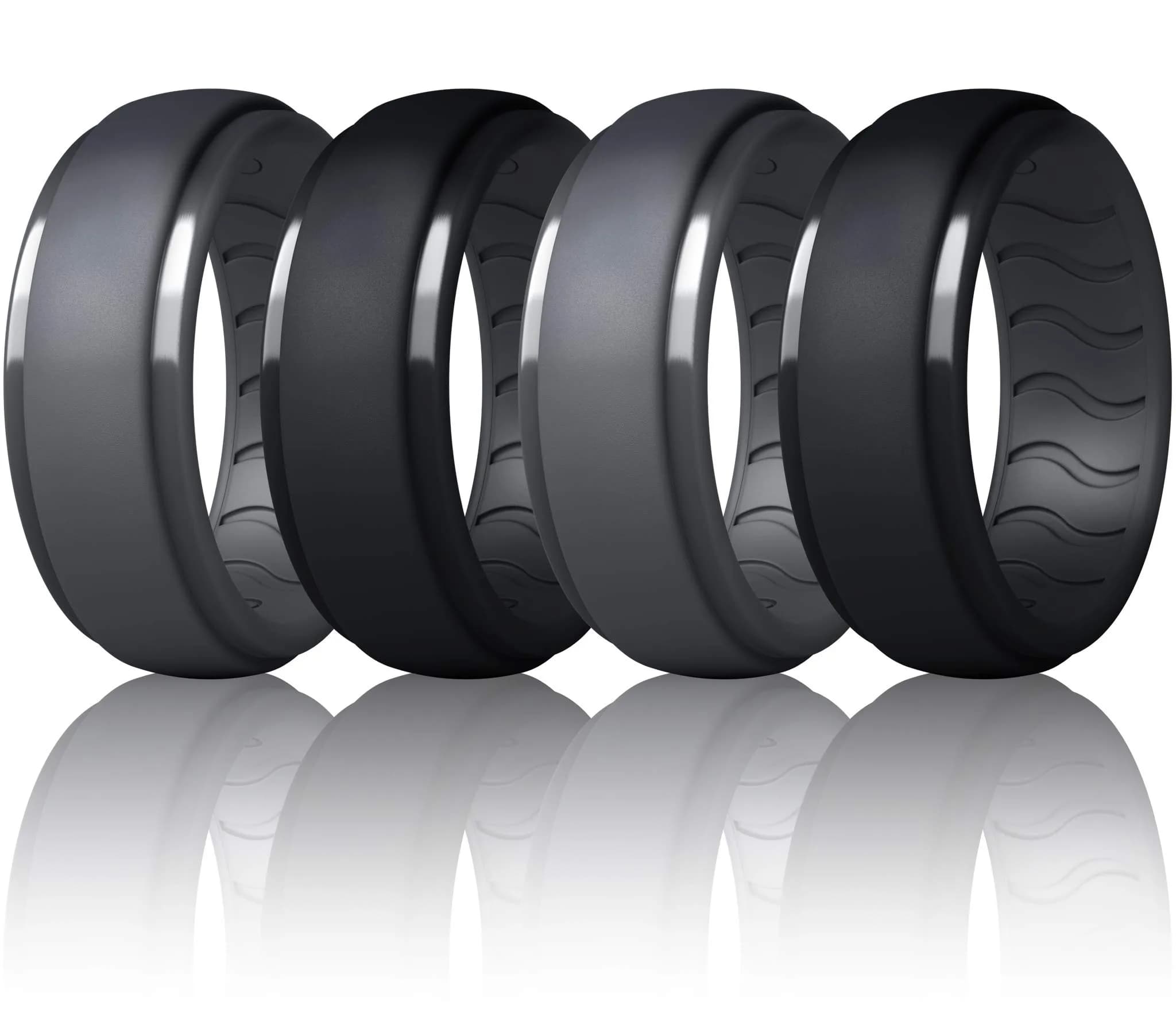 Dookeh Breathable Mens Silicone Wedding Ring, Rubber Band for Men, Black Blue Camo, 7 Size | Active Lifestyle Comfort - main product image