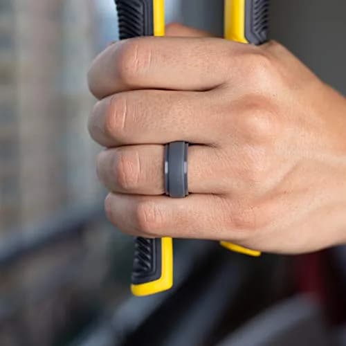 Dookeh Breathable Mens Silicone Wedding Ring, Rubber Band for Men, Black Blue Camo, 7 Size | Active Lifestyle Comfort thumbnail 4