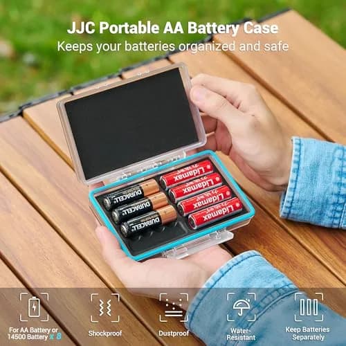 JJC AA Battery Case Holder, Storage Organizer for 8 Double A/14650 Battery | Compact, Durable & Water-Resistant thumbnail 2