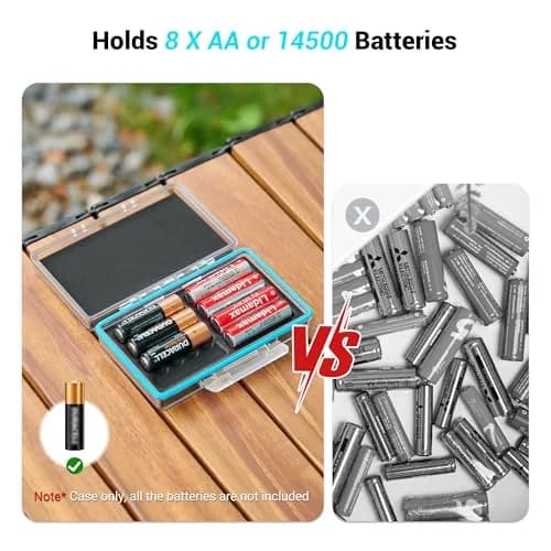 JJC AA Battery Case Holder, Storage Organizer for 8 Double A/14650 Battery | Compact, Durable & Water-Resistant thumbnail 3
