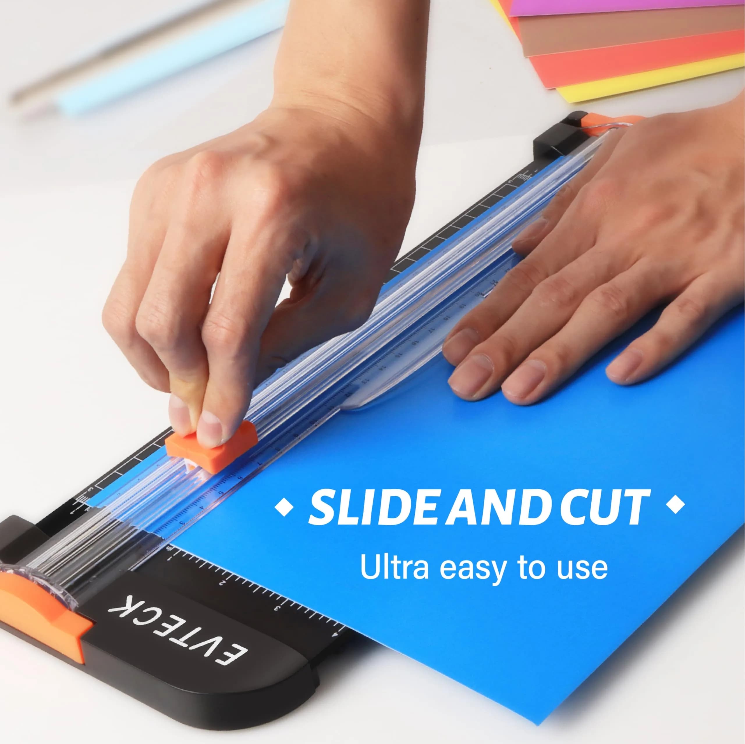 Evteck 12-Inch Slider Paper Cutter with Foldable Ruler, A4/Cardstock/Photo Trimmer - Black - view 2