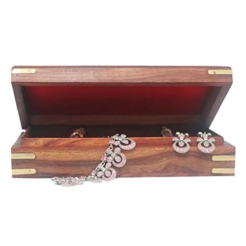 CRAFTCASTLE Handmade Wooden Jewellery Box with Velvet Lining | Elegant Jewel Organizer & Décor Gift 25cm (9.8in) thumbnail 4