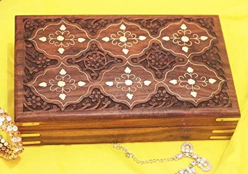 CRAFTCASTLE Handmade Wooden Jewellery Box with Velvet Lining | Elegant Jewel Organizer & Décor Gift 25cm (9.8in) thumbnail 5