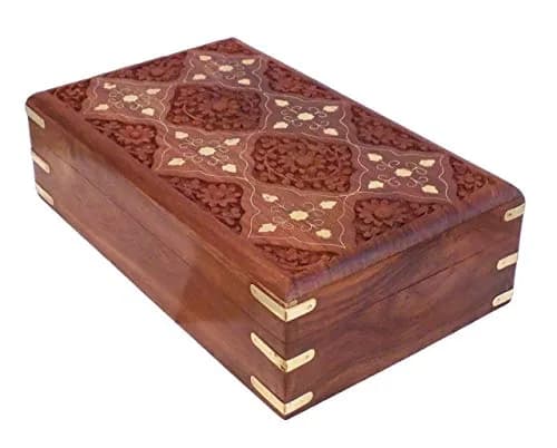 CRAFTCASTLE Handmade Wooden Jewellery Box with Velvet Lining | Elegant Jewel Organizer & Décor Gift 25cm (9.8in) thumbnail 1