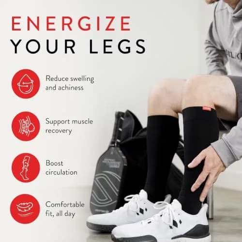 VIM&VIGR 30-40 mmHg Cotton Compression Socks Heathered Navy L/XL | Extra Firm Graduated Support for Heavy Legs thumbnail 2