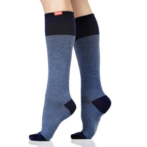 VIM&VIGR 30-40 mmHg Cotton Compression Socks Heathered Navy S/M Wide Calf | Extra Firm Graduated Pressure for Heavy Legs thumbnail 1