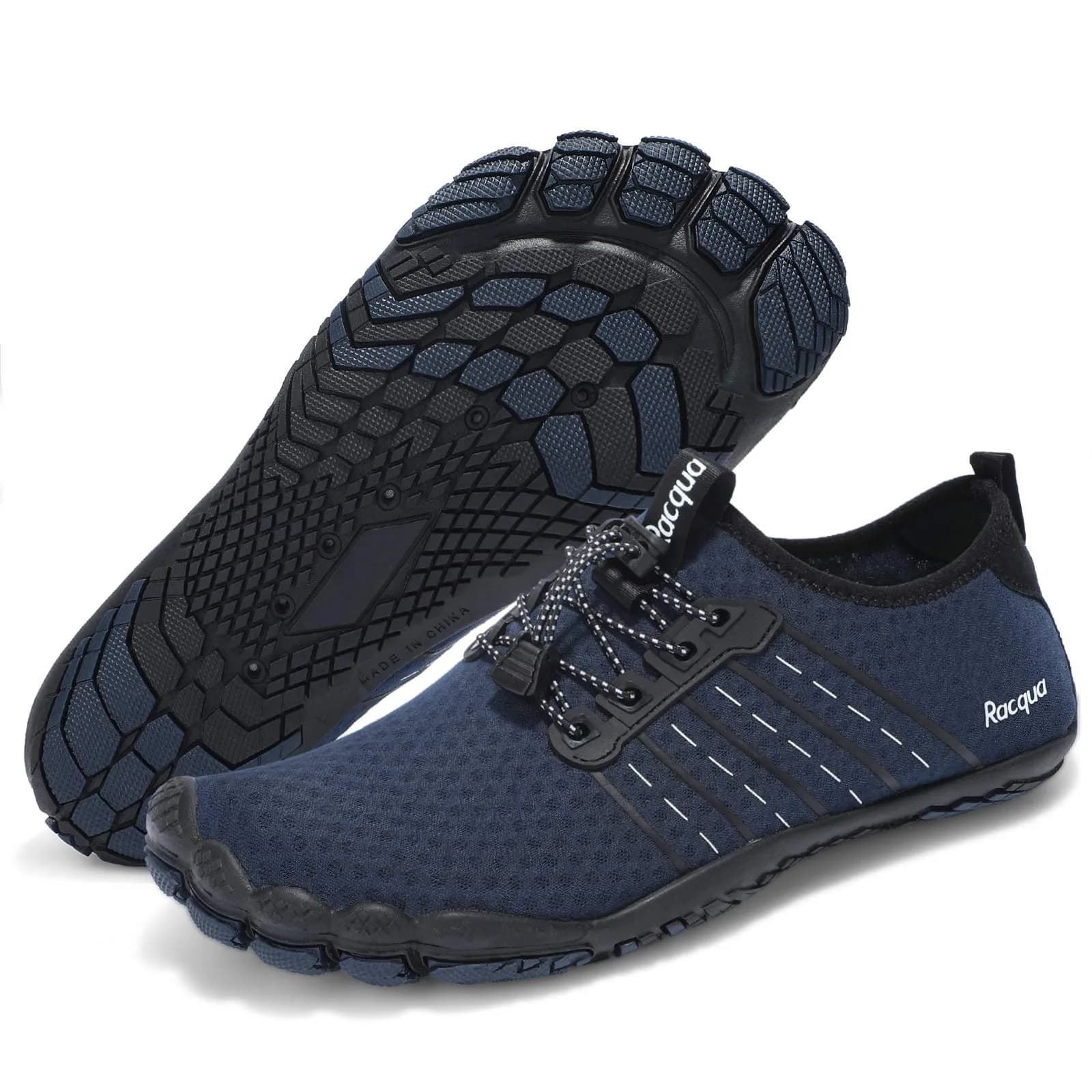 Racqua Water Shoes Quick Dry Barefoot Beach Aqua Sport Swim Surf Pool Hiking Diving Walking for Men Women Black 12 W/11 M | Ultra-light, flexible, quick-dry — Wz112-blue / 10 Women/9 Men