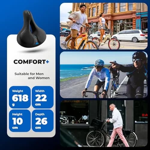 ROCKBROS Women's Bike Saddle Ergonomic Wide Seat Waterproof Cushion | Comfortable, Waterproof & Reflective for Long Rides thumbnail 8
