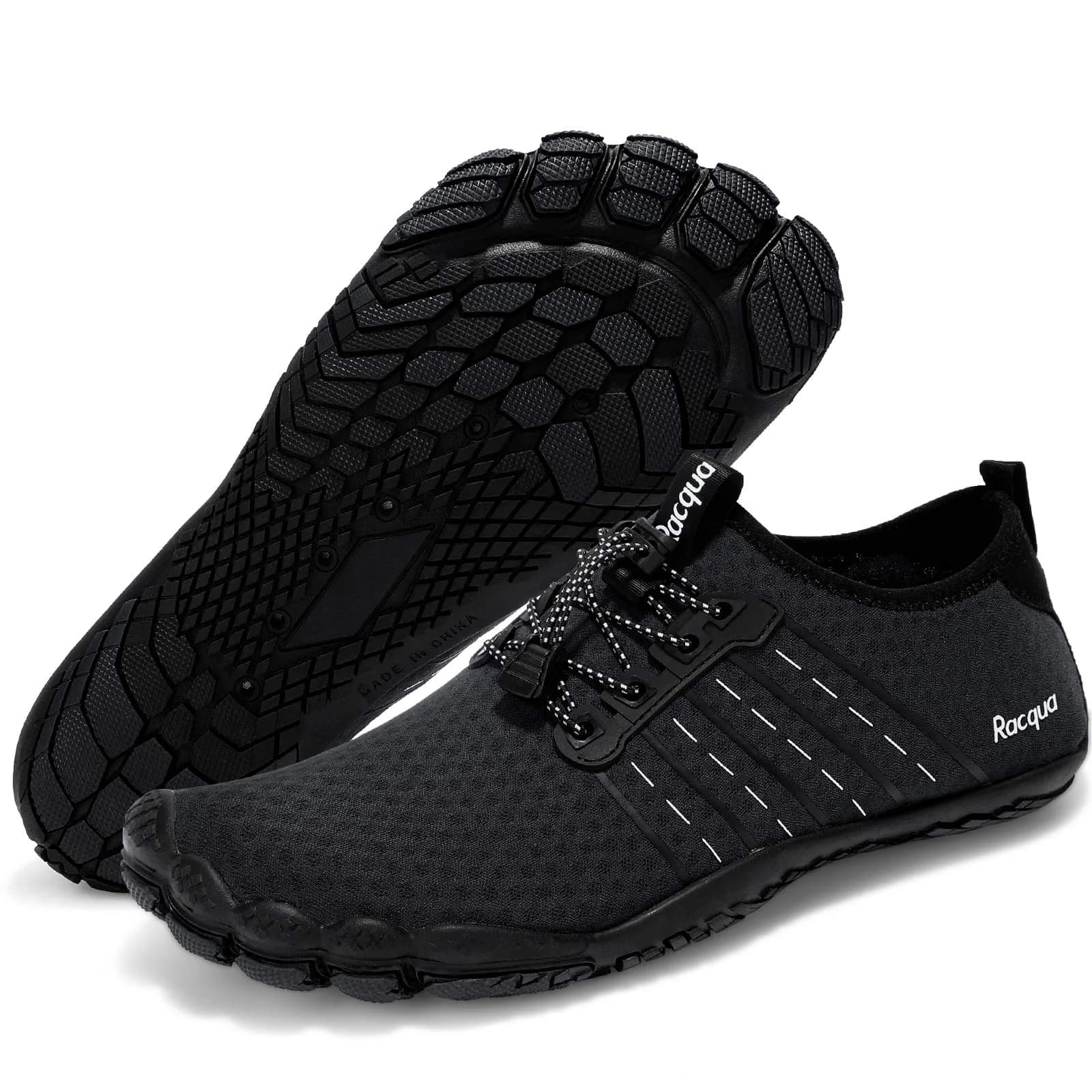 Racqua Water Shoes Quick Dry Barefoot Beach Aqua Sport Swim Surf Pool Hiking Diving Walking for Men Women Black 12 W/11 M | Ultra-light, flexible, quick-dry — Wz112-black / 14 Women/13 Men