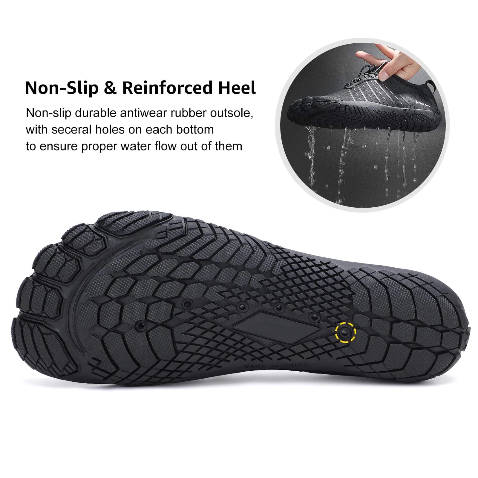 Racqua Water Shoes Men Women 14W/13M | Barefoot Feel, Quick Dry, Non-Slip (110 characters) thumbnail 5
