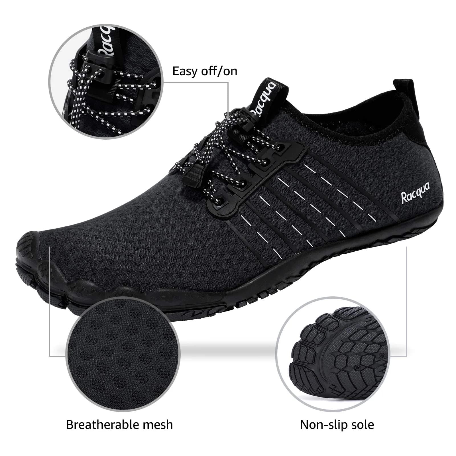 Racqua Water Shoes Men Women 14W/13M | Barefoot Feel, Quick Dry, Non-Slip (110 characters) thumbnail 3