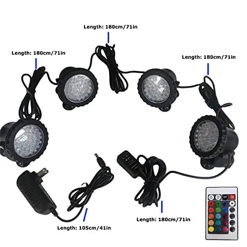 ZHGSERVU 4-Pack Submersible Pond Lights with Remote, 36 LED Bulbs, 2.75 inch Diameter | Color Changing Underwater Landscape Lights for Garden, Pool, Fountain thumbnail 4