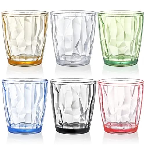 Hedume Set of 6 Premium Plastic Drinking Glasses 10.5 Oz | Stackable, BPA Free, Assorted Colors thumbnail 1