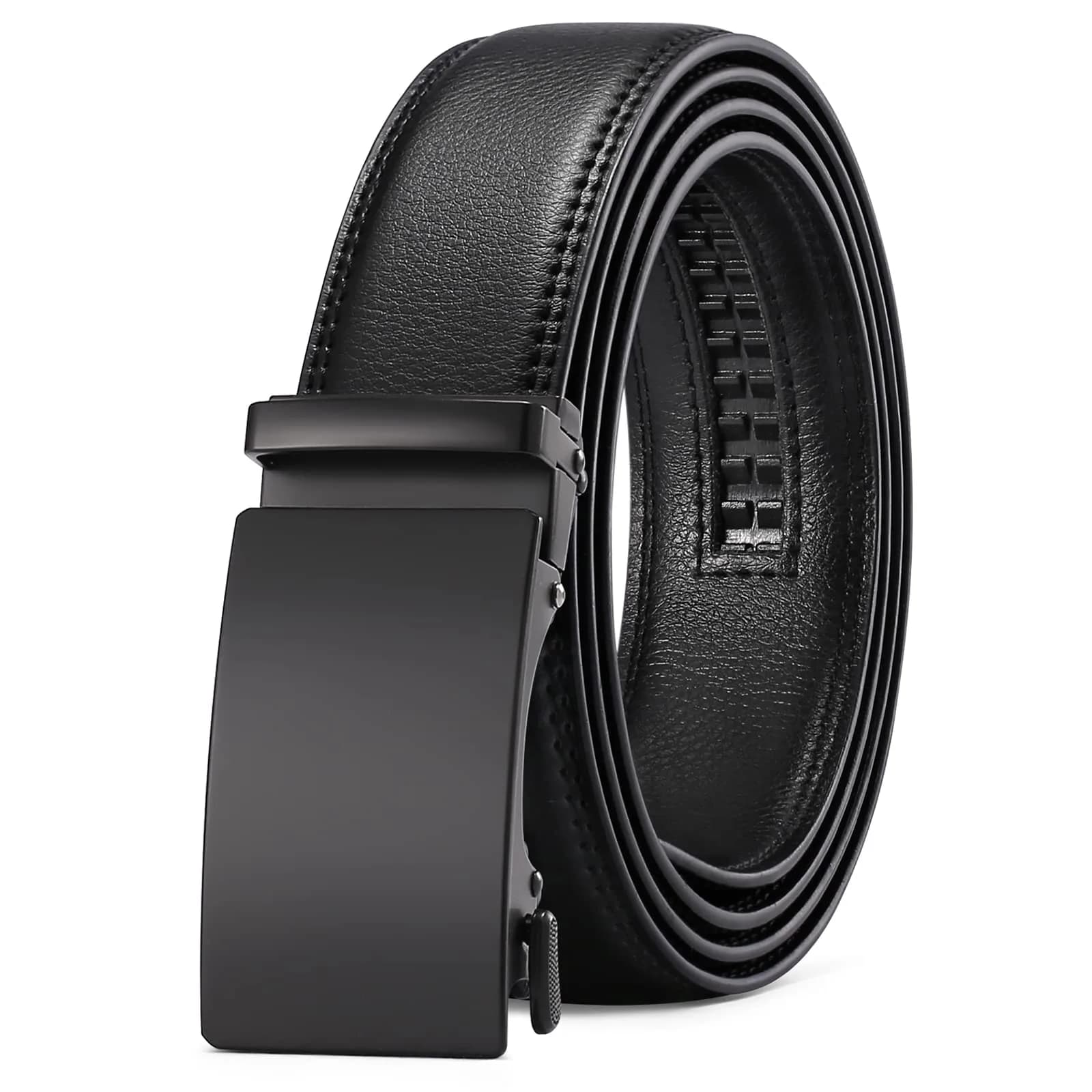 SENDEFN Men's Leather Belt Automatic Ratchet Buckle for Dress Casual | Trim to Fit with Gift Box