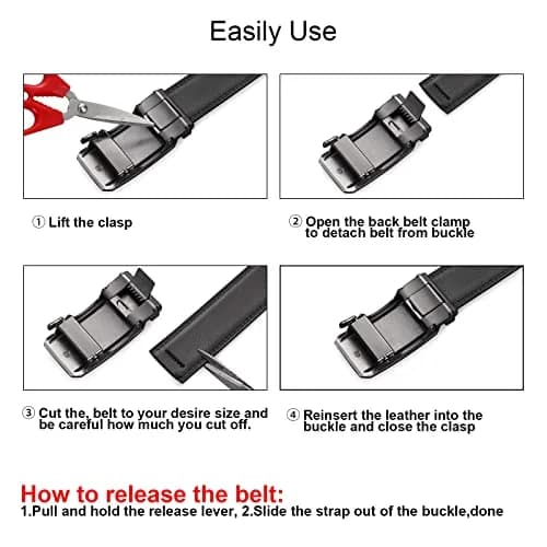 SENDEFN Men's Leather Belt Automatic Ratchet Buckle for Dress Casual | Trim to Fit with Gift Box thumbnail 6