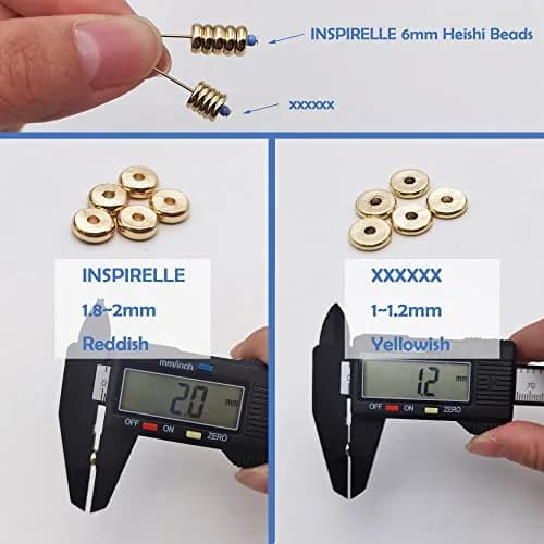 INSPIRELLE Pale Gold Plated Brass Spacer Beads 6mm (100pcs) | Smooth Rondelle Beads for Jewelry Making thumbnail 5