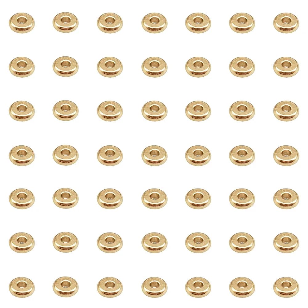 INSPIRELLE Pale Gold Plated Brass Spacer Beads 6mm (100pcs) | Smooth Rondelle Beads for Jewelry Making - main product image