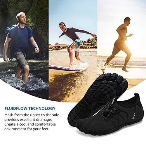 Racqua Water Shoes Quick Dry Barefoot Shoes for Men Women Black 13W/12M | Ultra-Light, Breathable, Non-Slip thumbnail 6