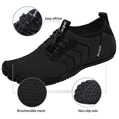 Racqua Water Shoes Quick Dry Barefoot Shoes for Men Women Black 13W/12M | Ultra-Light, Breathable, Non-Slip thumbnail 3