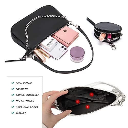 AMHDV Women's 3-in-1 Crossbody Bag Set with Coin Purse & Chain Handle - White | Main Bag: 26.4cm x 5.1cm x 15cm (10.4" x 2" x 5.9") thumbnail 4