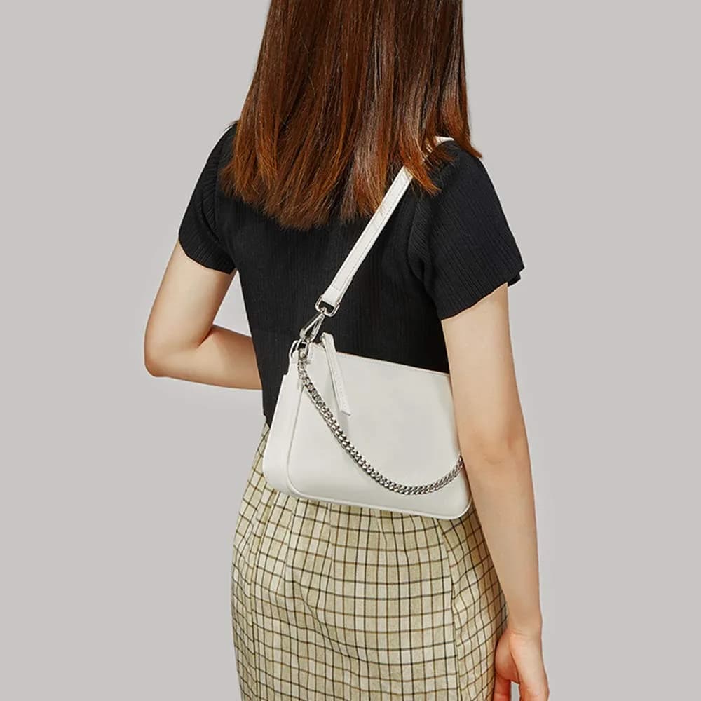 AMHDV Women's 3-in-1 Crossbody Bag Set with Coin Purse & Chain Handle - White | Main Bag: 26.4cm x 5.1cm x 15cm (10.4" x 2" x 5.9") - view 6