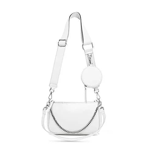 AMHDV Women's 3-in-1 Crossbody Bag Set with Coin Purse & Chain Handle - White | Main Bag: 26.4cm x 5.1cm x 15cm (10.4" x 2" x 5.9") thumbnail 1