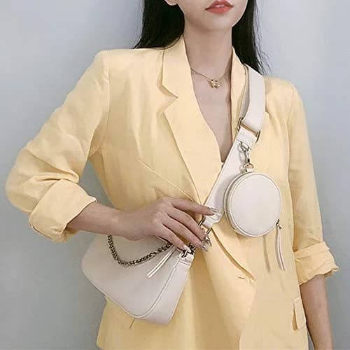 AMHDV Women's 3-in-1 Crossbody Bag Set with Coin Purse & Chain Handle - White | Main Bag: 26.4cm x 5.1cm x 15cm (10.4" x 2" x 5.9") thumbnail 2