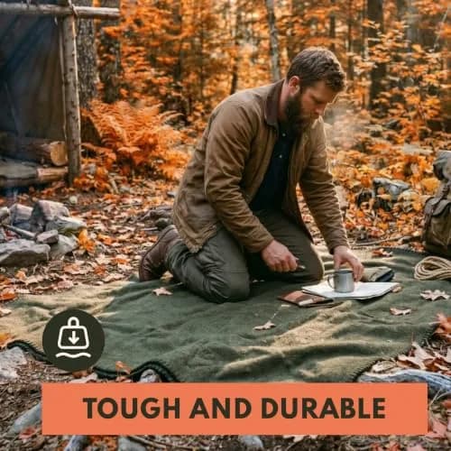 Woolly Mammoth Merino Wool Blanket, Fall Camping Blanket, 66"x90" Mulberry | Warm, Durable & Moisture-Wicking thumbnail 8