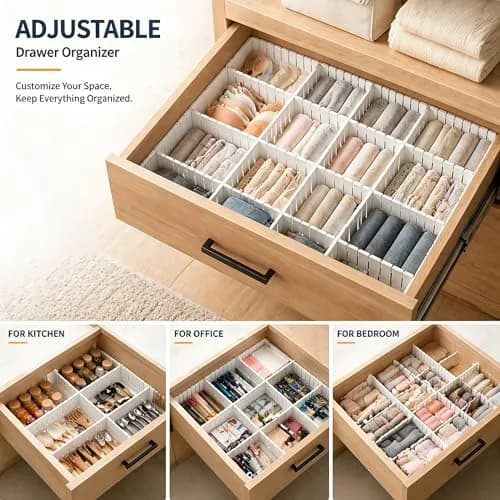 Bofoho Adjustable Drawer Dividers 16 Pack | Cut-to-Fit DIY Organizers in White thumbnail 7