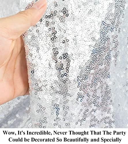 Partisout Sequin Fabric 3mm Glitter Fabrics 1 yard Silver | Sparkly Mermaid Dress Material thumbnail 2