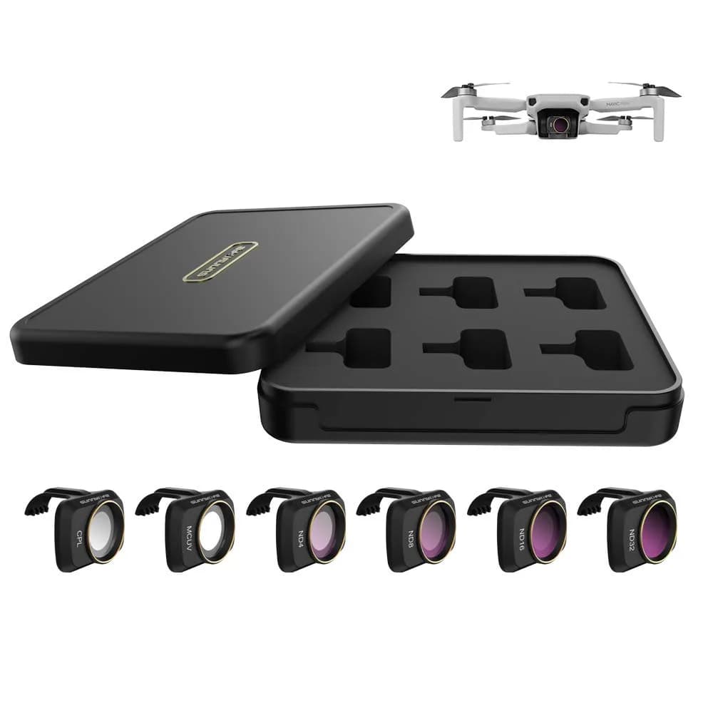 GLOBACT Len Filter for DJI Mini 4K/2/Mavic/SE/2 SE CPL UV ND4 ND8 ND16 ND32 | Camera Lens Filter Set for DJI Drones — black