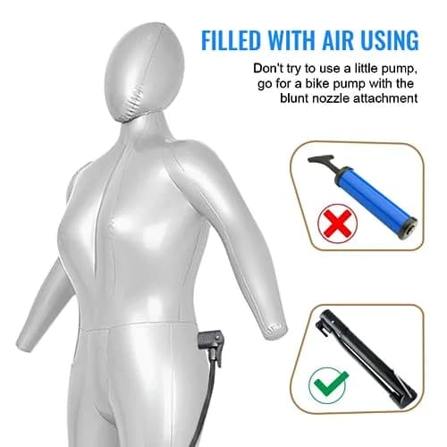 Three T Inflatable Female Full Body Mannequin 165cm (5.4ft) with Arms & Head | Lightweight & Portable Display Form thumbnail 9