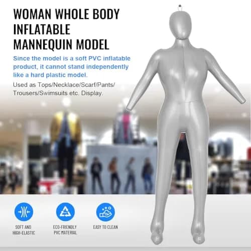 Three T Inflatable Female Full Body Mannequin 165cm (5.4ft) with Arms & Head | Lightweight & Portable Display Form thumbnail 2