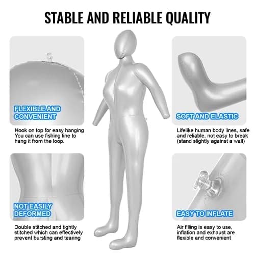 Three T Inflatable Female Full Body Mannequin 165cm (5.4ft) with Arms & Head | Lightweight & Portable Display Form thumbnail 3