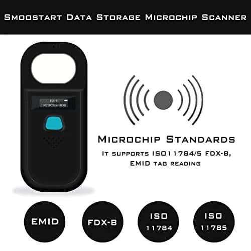 Smoostart Pet Microchip Scanner Black | ISO11784/ISO11785/FDX-B/ID64/EMID Reader with Data Storage & OLED Display thumbnail 5