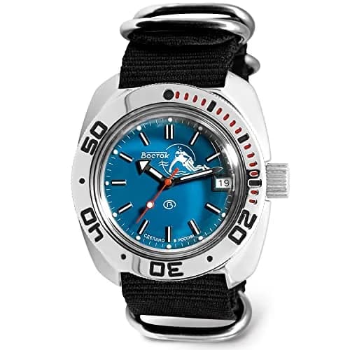 VOSTOK Amphibia 710059 Scuba Dude Automatic Watch 40mm (1.57 in) with Black Nylon Strap thumbnail 1