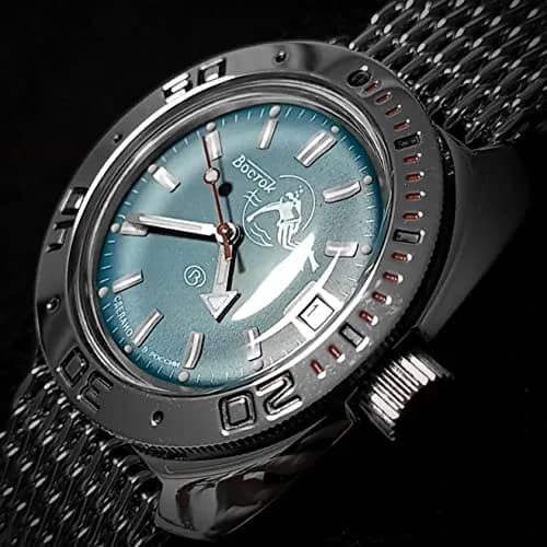 VOSTOK Amphibia 710059 Scuba Dude Automatic Watch 40mm (1.57 in) with Black Nylon Strap thumbnail 5
