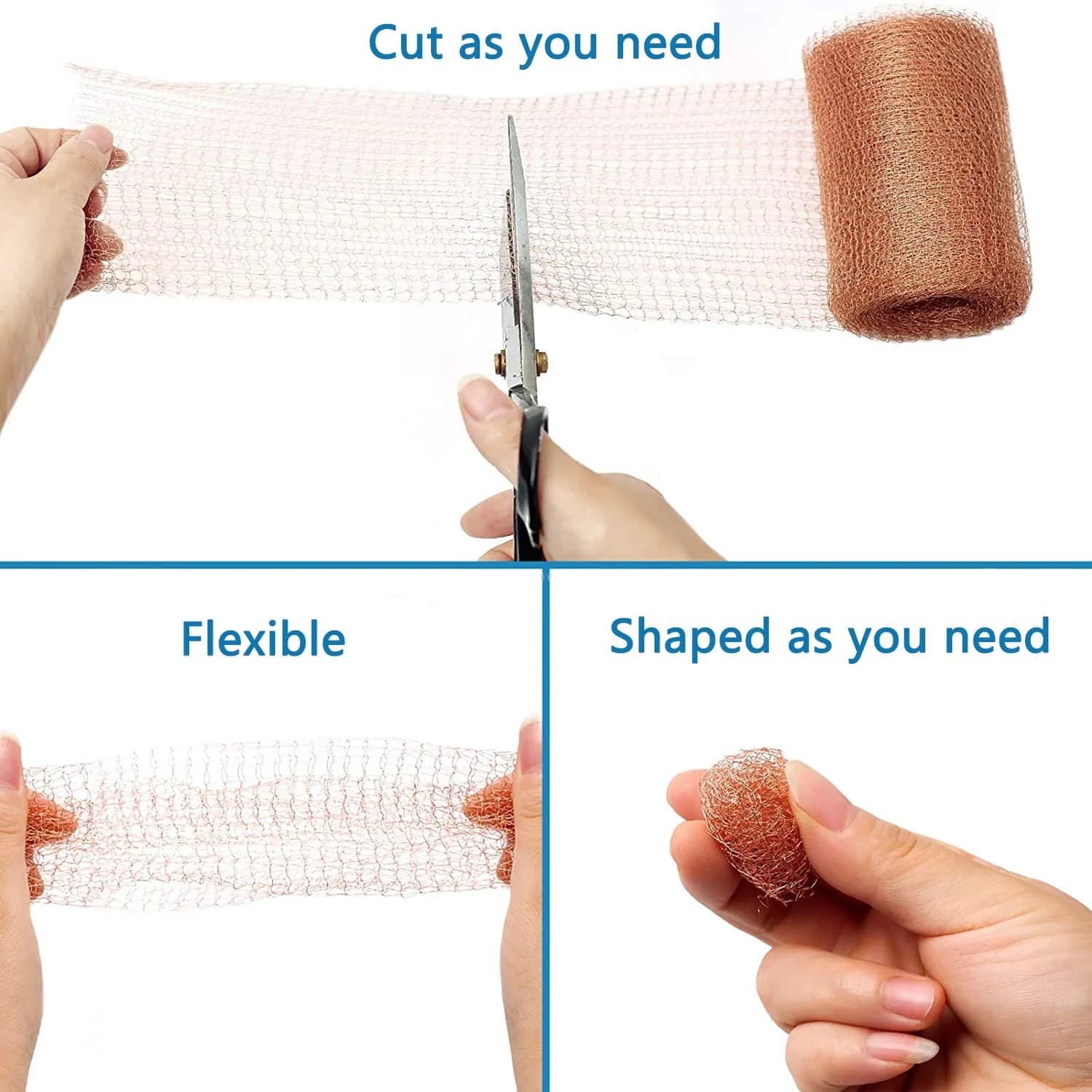 SOTEE Copper Mesh 5 Inches x 30 ft | Pure Copper Fill Fabric for Hole Blocking - view 5