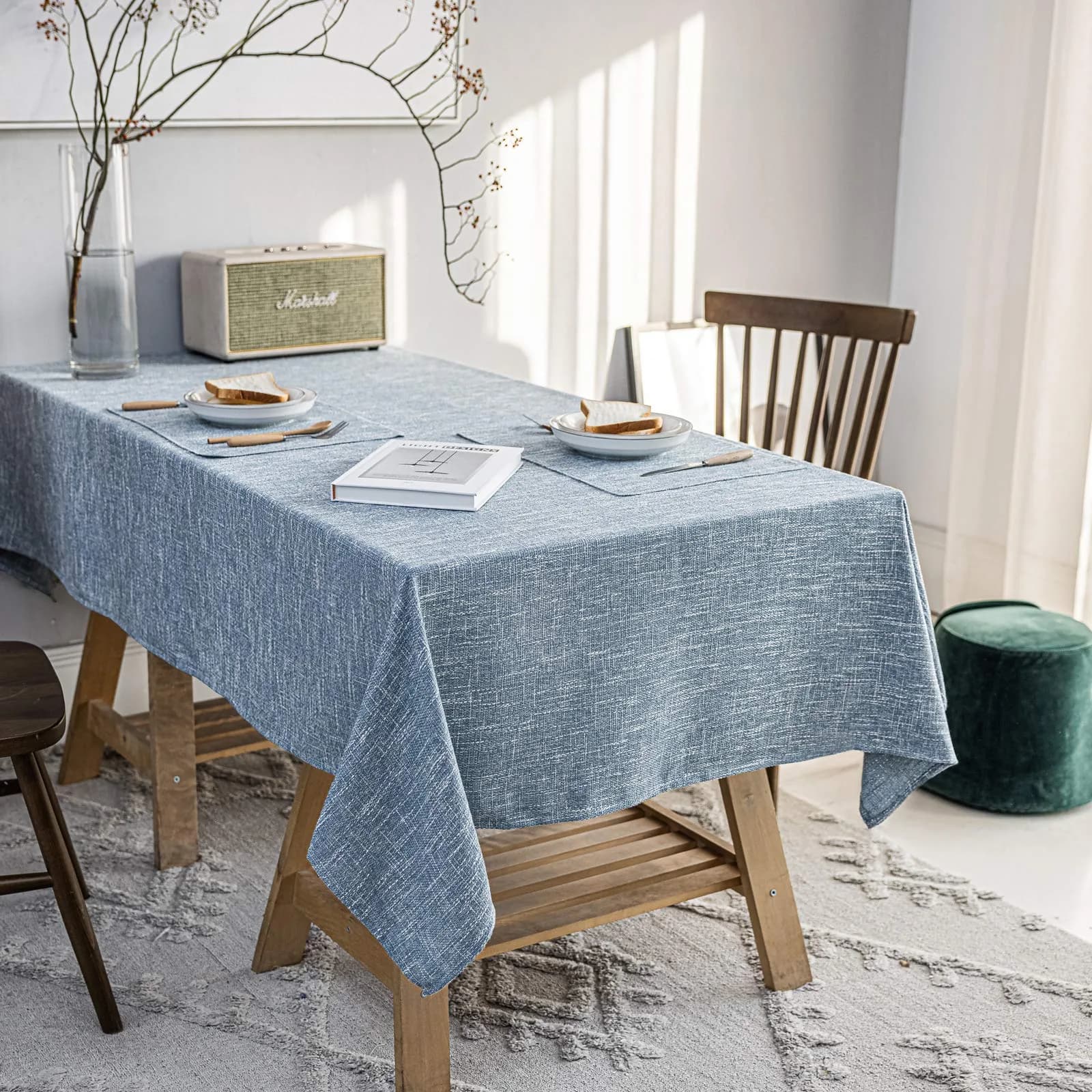 JSFLY Waterproof Linen Tablecloths Rectangle Dining 54"x70" | Durable Water-Resistant Fabric