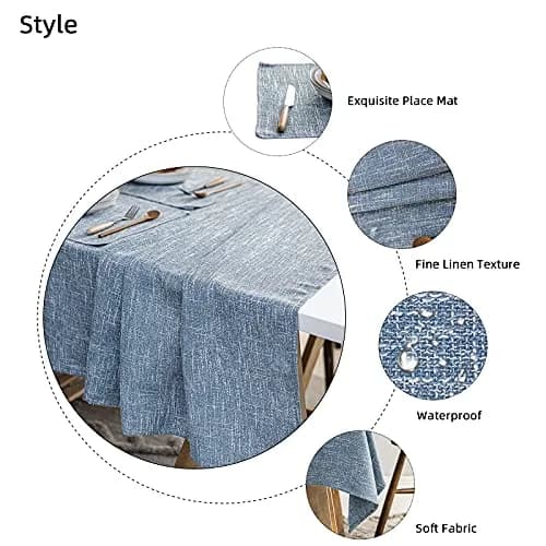 JSFLY Waterproof Linen Tablecloths Rectangle Dining 54"x70" | Durable Water-Resistant Fabric thumbnail 4