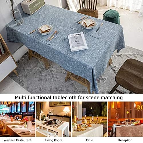 JSFLY Waterproof Linen Tablecloths Rectangle Dining 54"x70" | Durable Water-Resistant Fabric thumbnail 7