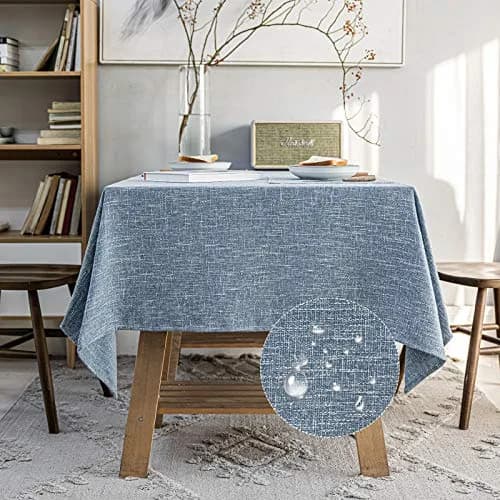 JSFLY Waterproof Linen Tablecloths Rectangle Dining 54"x70" | Durable Water-Resistant Fabric thumbnail 2