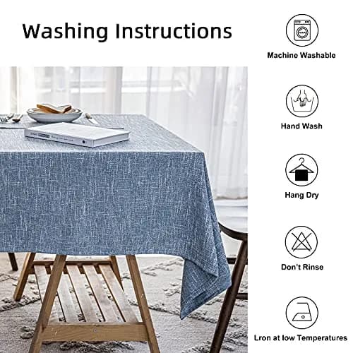 JSFLY Waterproof Linen Tablecloths Rectangle Dining 54"x70" | Durable Water-Resistant Fabric thumbnail 3