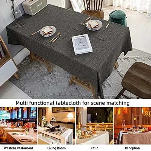 JSFLY Waterproof Linen Tablecloths Rectangle Dining 54"x120" | Waterproof & Easy Care thumbnail 7