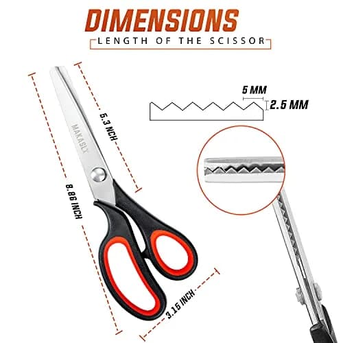 Makasla Pinking Shears - Fabric Craft Scissors with Zigzag Blade, 8.86 in | Precise, ergonomic, professional sewing shear for fabric, leather, paper thumbnail 5