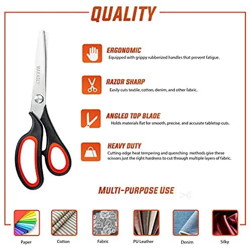 Makasla Pinking Shears - Fabric Craft Scissors with Zigzag Blade, 8.86 in | Precise, ergonomic, professional sewing shear for fabric, leather, paper thumbnail 3