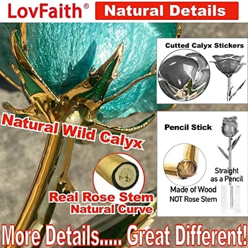 LovFaith 24K Gold Dipped Rose with Crystal Vase | Real Rose Preserved in Gold, Elegant Gift for Her thumbnail 4