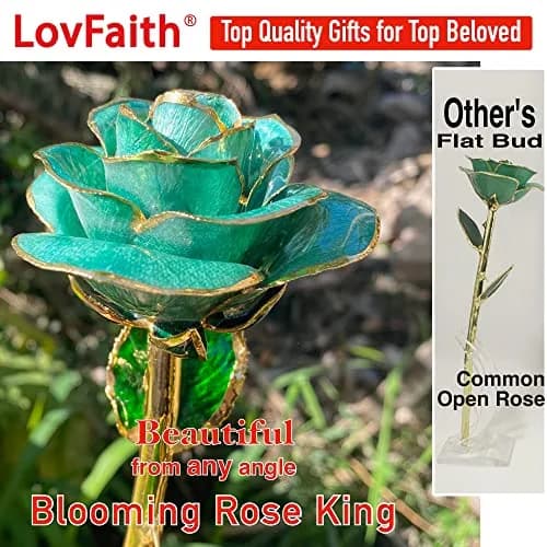 LovFaith 24K Gold Dipped Rose with Crystal Vase | Real Rose Preserved in Gold, Elegant Gift for Her thumbnail 3